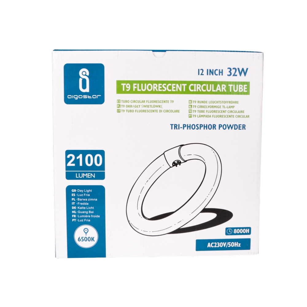 32W Tubo Fluorescente T9 Rotondo G10Q A Risparmio Energetico, Tubo Al Neon Bianco Freddo 6500K, Luce Anulare A Basso Consumo Energetico, Adatto Per Cucina, Corridoio, Scale, Camera Da Letto, 1 Pezzi