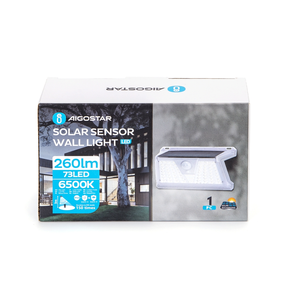 Applique 73 Led 1,2W Bianco con pannello solare IP65 Bianco freddo 6500K con sensore crepuscolare e di movimento Aigostar - Foto 4