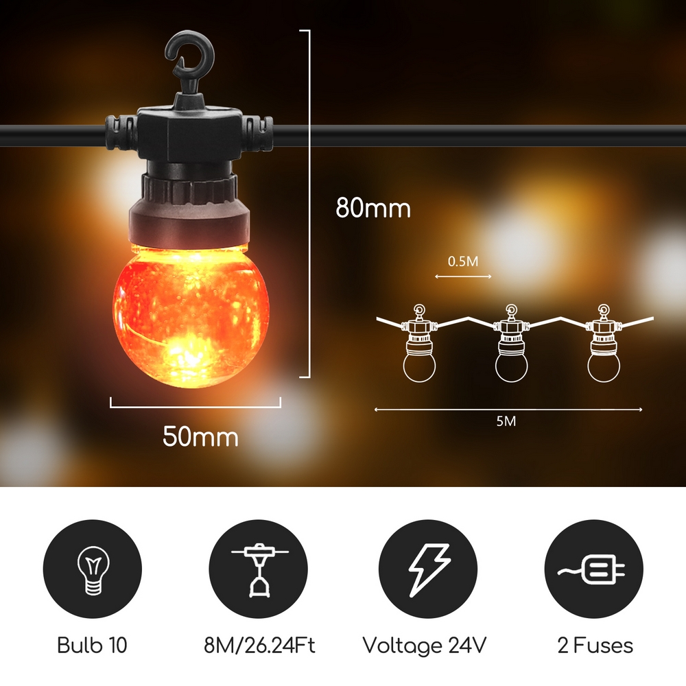 Catena luminosa a Led decorativa 8 metri 10 sfere trasparenti Multicolore a  luce fissa Aigostar 