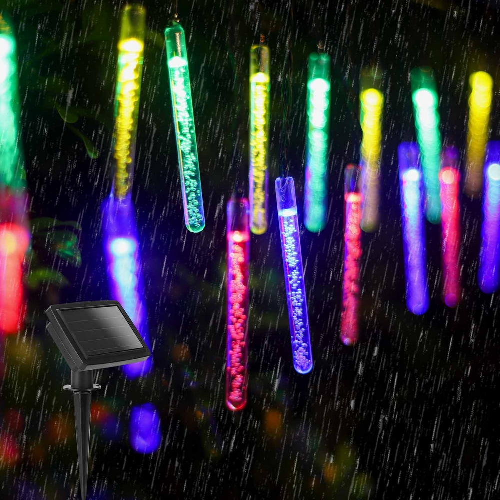 Catena luminosa a Led decorativa a energia solare 5,8 metri 20 lampadine trasparenti a ghiacciolo Multicolore Aigostar - Foto 5