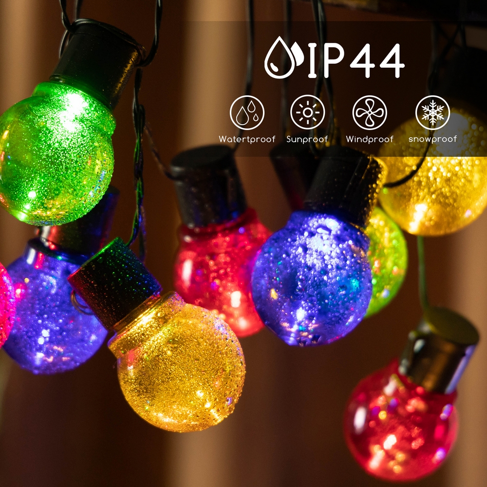 Catena luminosa a Led decorativa a energia solare 5,8 metri 20 sfere trasparenti Multicolore Aigostar - Foto 5