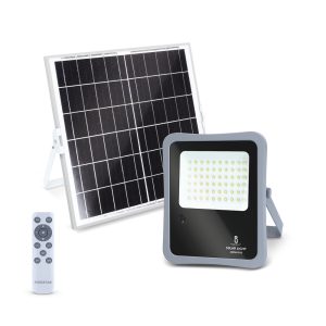 Foto principale Faro Led 200W Grigio con pannello solare IP65 Bianco freddo 6500K Dimmerabile con telecomando e con sensore crepuscolare Aigostar