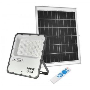 Faro led 200W con pannello solare 12w sensore crepuscolare esterno ip66  150lm/w 