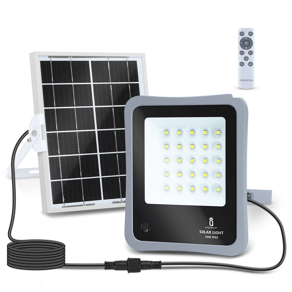 Faretto Solare 30W LED Sicurezza Esterna