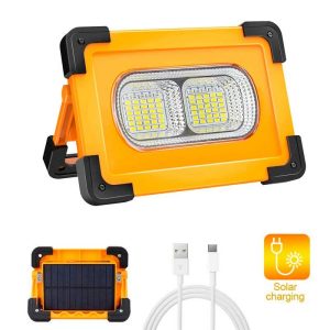 Foto principale Faro Led da lavoro portatile 50W Power bank Nero e giallo Alimentazione a batteria e pannello solare IP66 Bianco freddo 6000K Dimmerabile LEDme