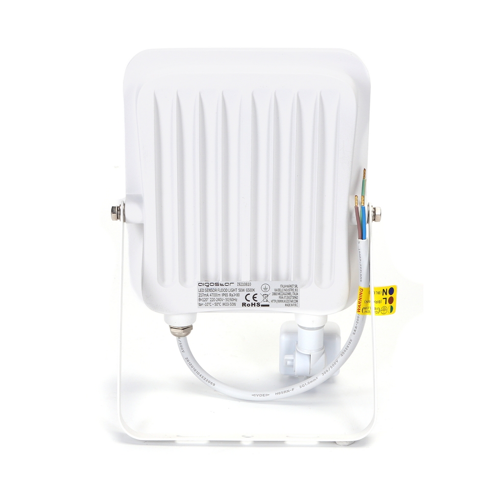 Faro proiettore Led 50W Bianco da esterno IP65 Bianco freddo 6500K con sensore crepuscolare e di movimento Aigostar - Foto 2