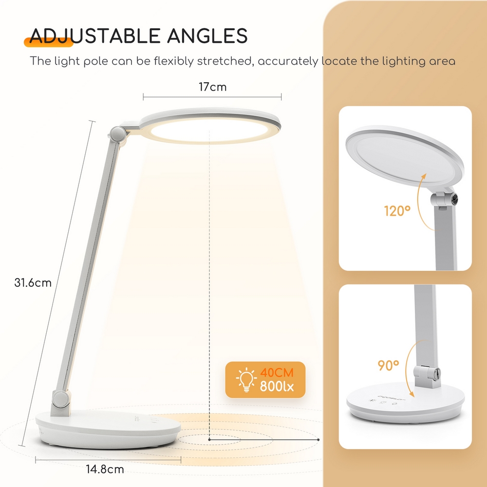 Lampada Da Tavolo LED Eglo Banderalo, Con Ricarica Wireless QI, Dimmerabile, Temperatura Colore Regolabile, Plastica Nera, Per Ufficio O Home Office