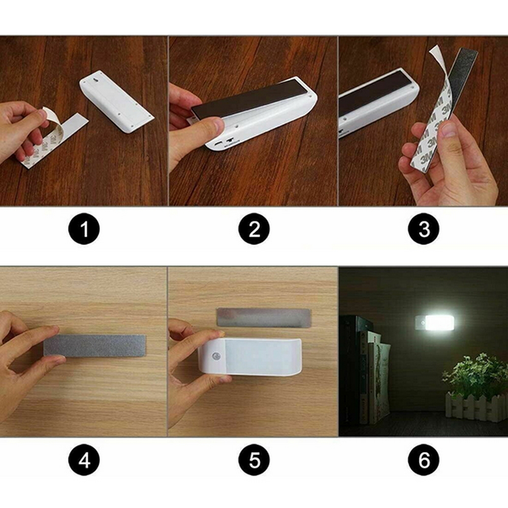 Lampada Led portatile Rettangolare Bianca 3W 12 Led ricaricabile USB con sensore di movimento Bianco freddo 6000K LEDme - Foto 3