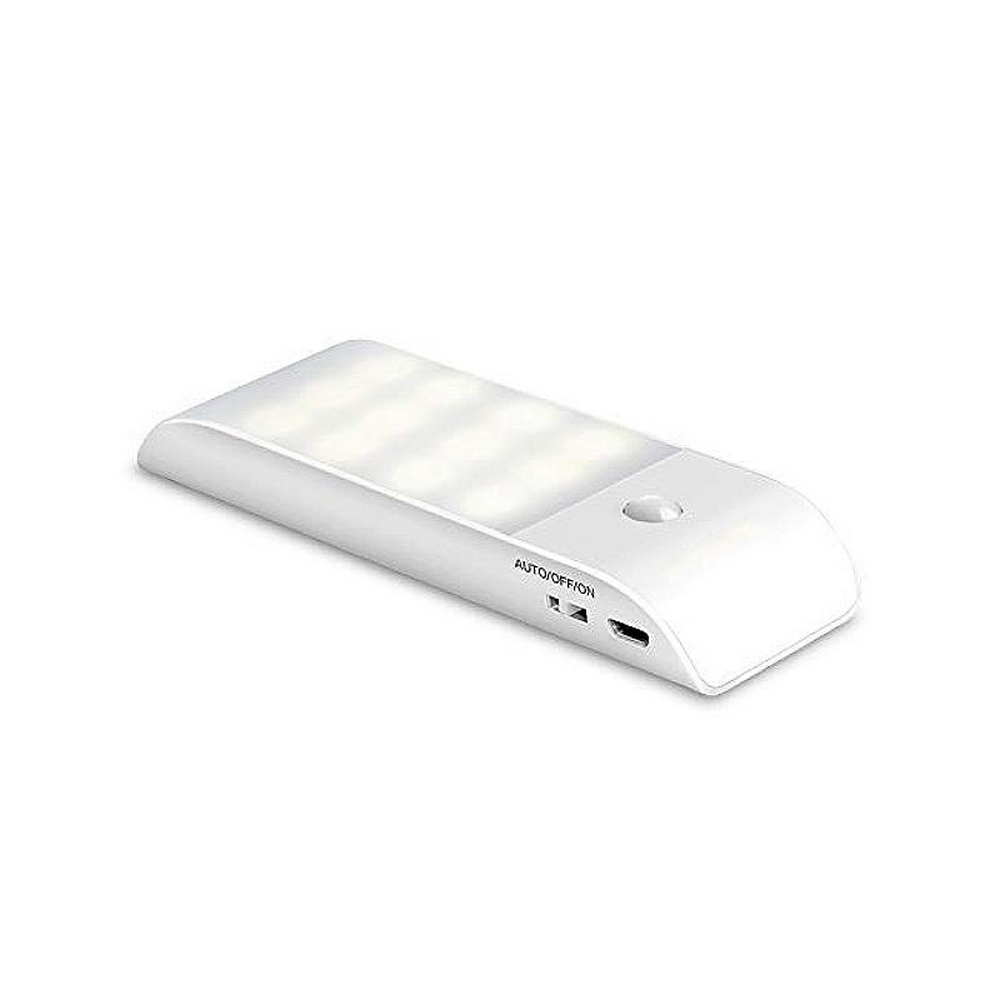 Foto principale Lampada Led portatile Rettangolare Bianca 3W 12 Led ricaricabile USB con sensore di movimento Bianco freddo 6000K LEDme