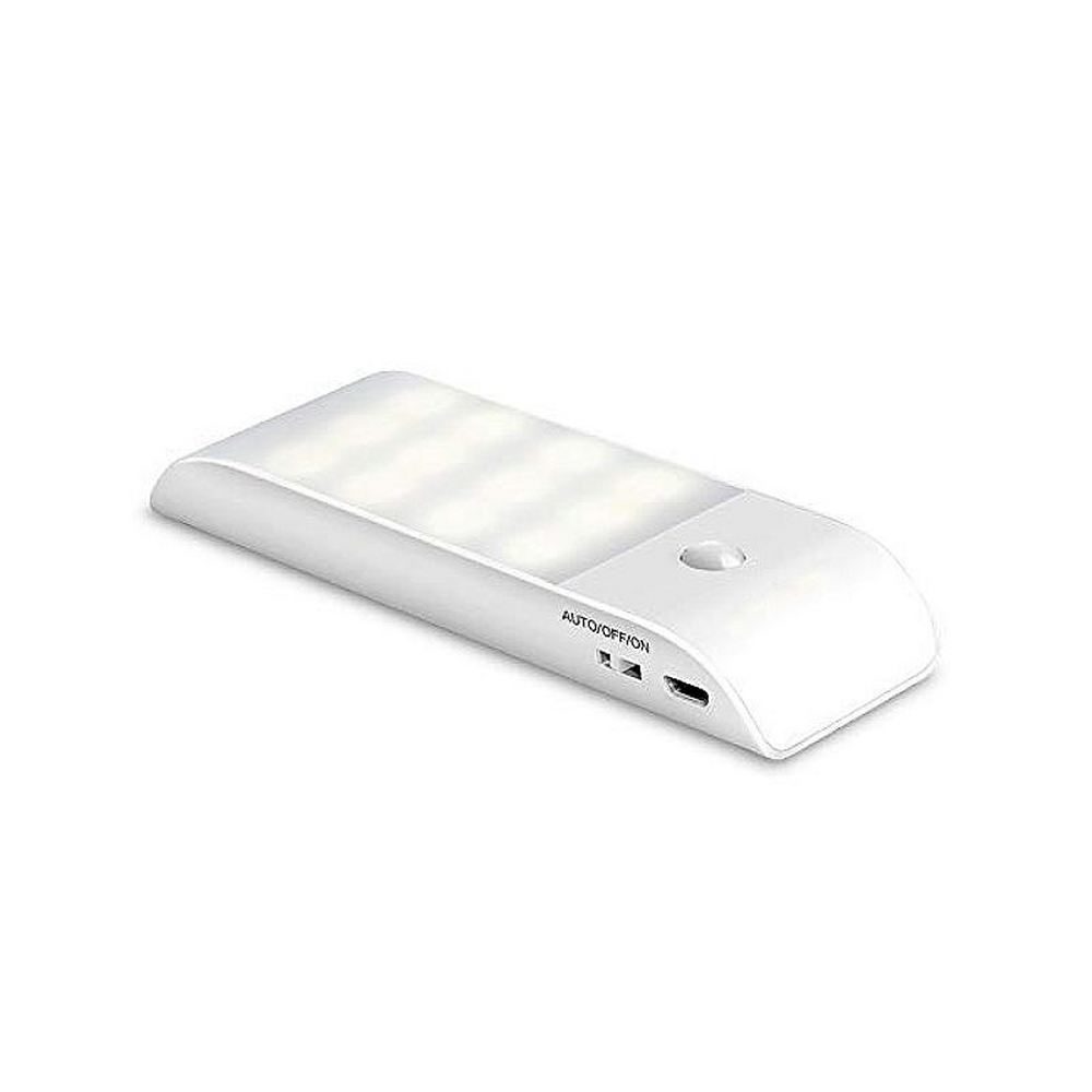 Lampada Led portatile Rettangolare Bianca 3W 12 Led ricaricabile USB con  sensore di movimento Bianco freddo 6000K LEDme 