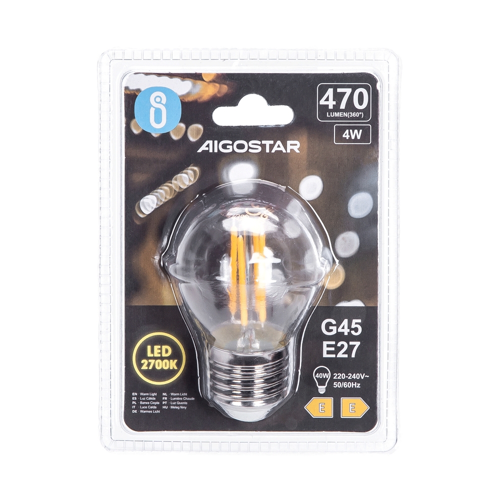 lampadina 4w wire led sfera piccola opale old style attacco grande e27 luce  calda 3000k