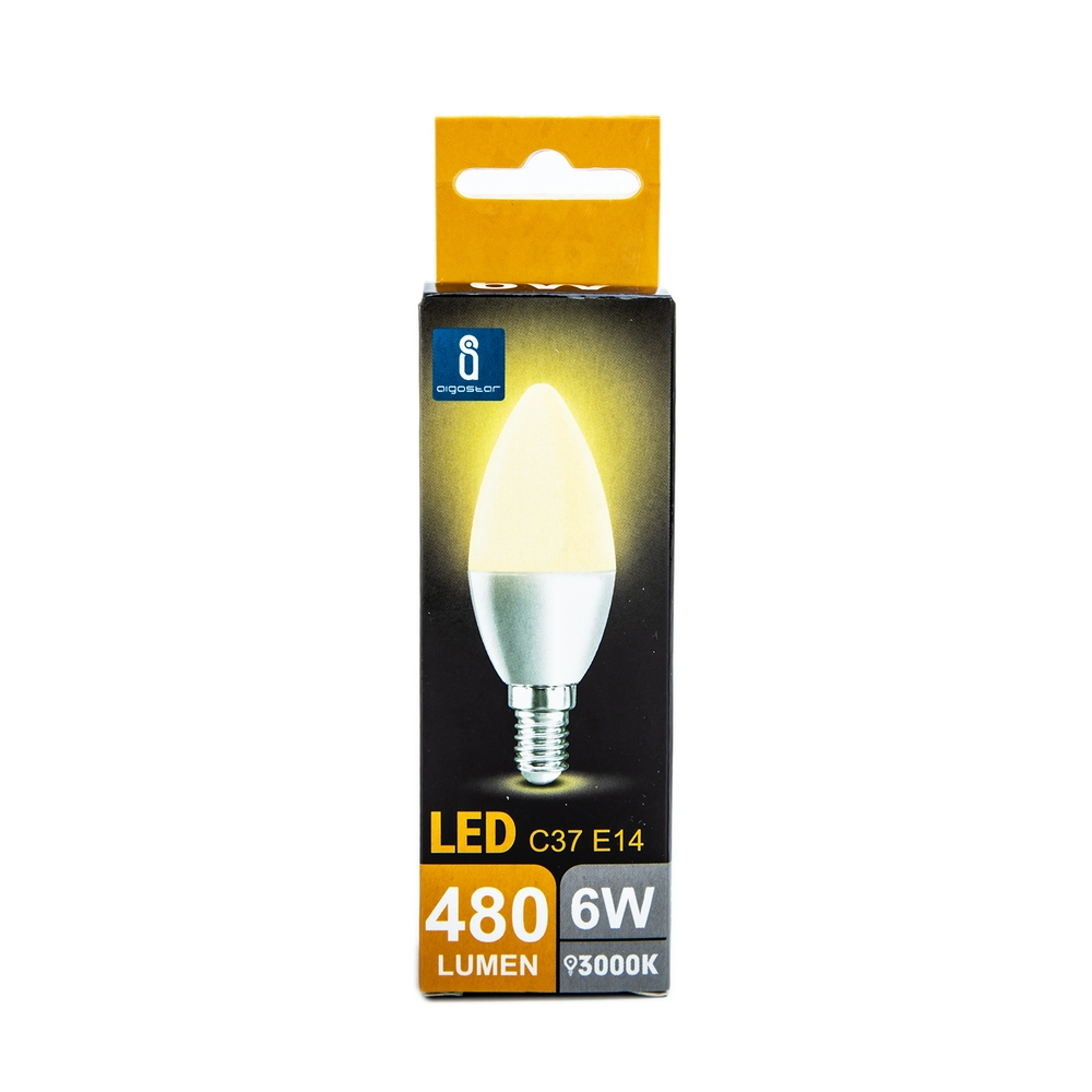 Lampadina led E14 3000K luce calda 8W C37-08C