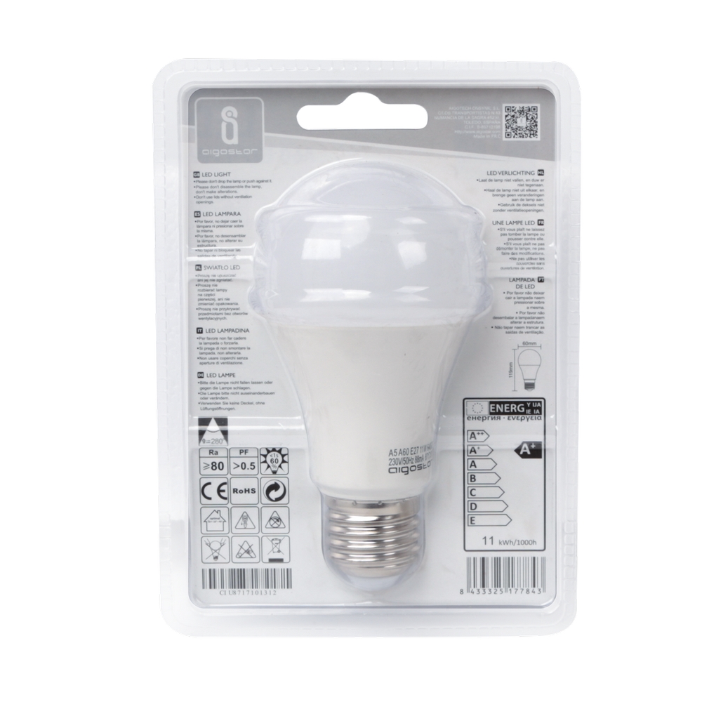 Lampadina LED A5 A60 9W E27 Luce Fredda 6400K 840lm