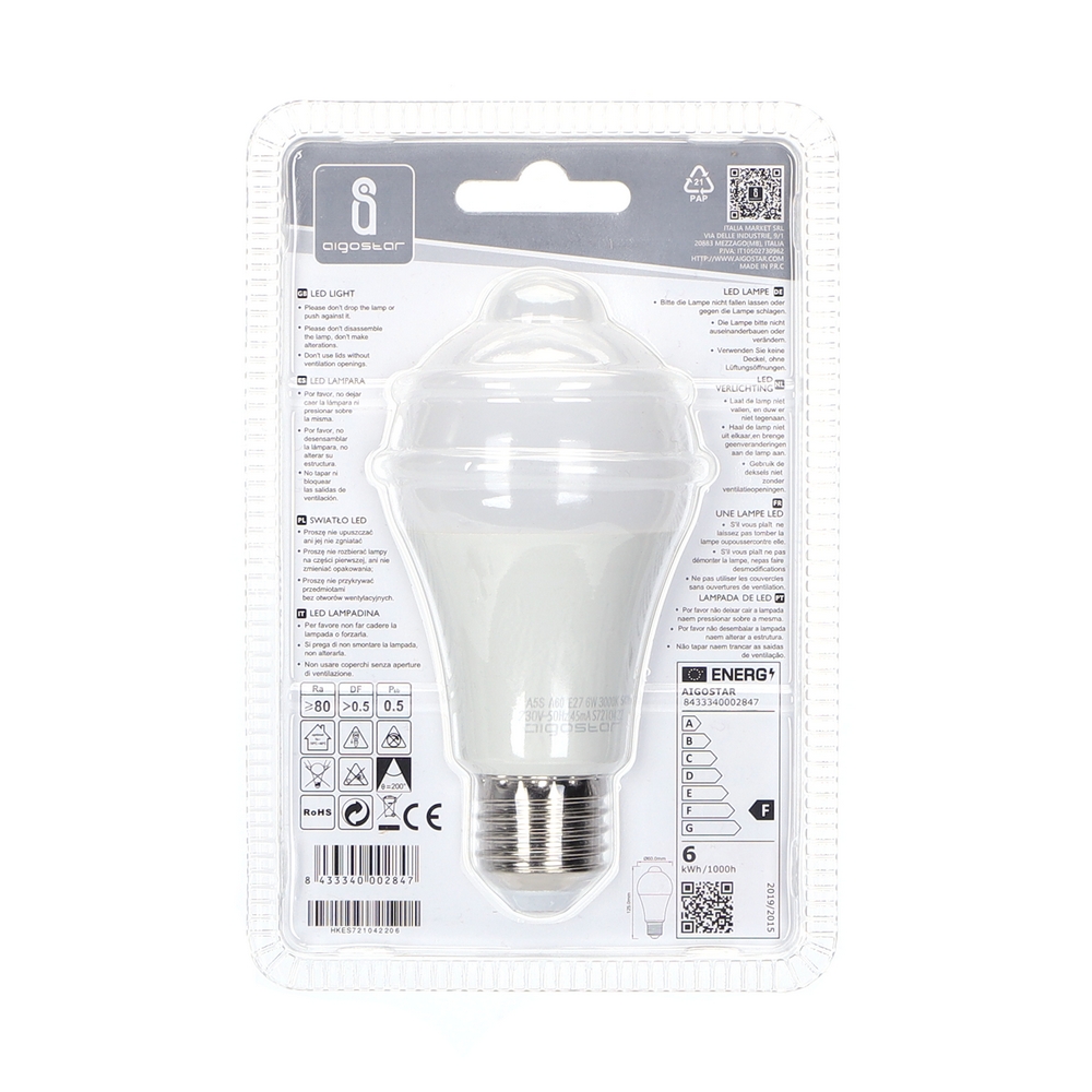 Lampadina LED E27 11W Bulb A60 con Sensore di Movimento Life