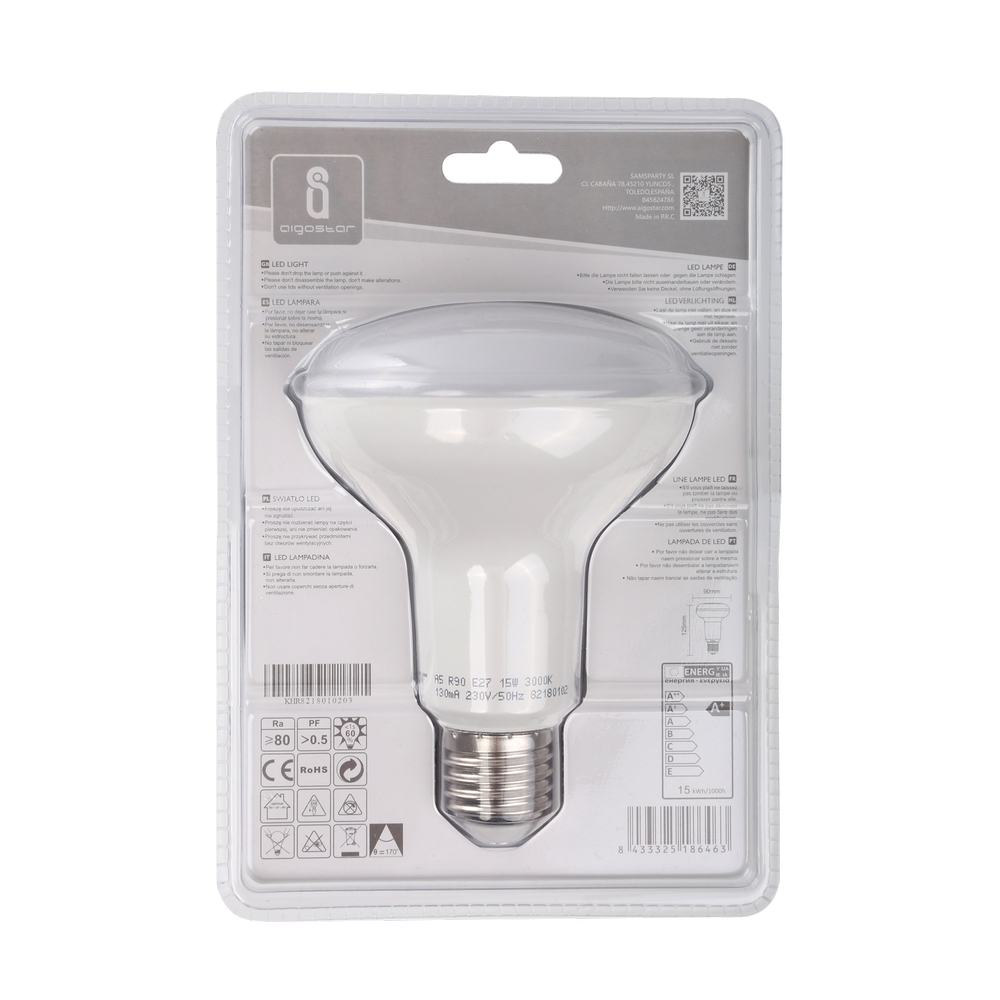 Lampadina Led E27 R90 a faretto 15W Bianco caldo 3000K Aigostar