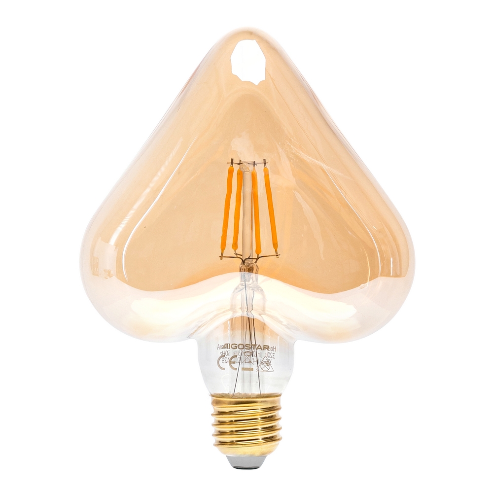 Lampadina Led Vintage a Filamento E27 a Cuore decorativa 4W Bianco