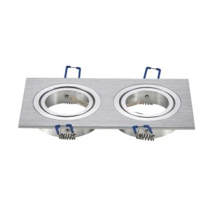 Foto principale Portafaretto orientabile GU10 / MR16 da incasso 173x91mm Argento Rettangolare 2 posti Aigostar