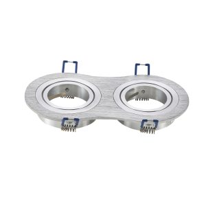 Foto principale Portafaretto orientabile GU10 / MR16 da incasso 173x91mm Argento Rotondo 2 posti Aigostar