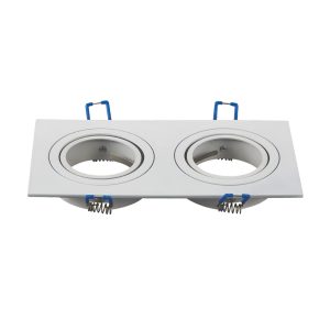 Foto principale Portafaretto orientabile GU10 / MR16 da incasso 173x91mm Bianco Rettangolare 2 posti Aigostar