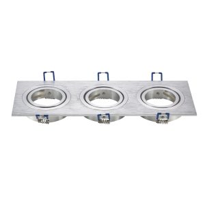 Foto principale Portafaretto orientabile GU10 / MR16 da incasso 255x91mm Argento Rettangolare 3 posti Aigostar