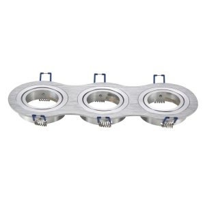 Foto principale Portafaretto orientabile GU10 / MR16 da incasso 255x91mm Argento Rotondo 3 posti Aigostar