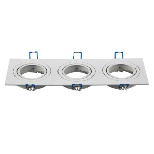 Foto principale Portafaretto orientabile GU10 / MR16 da incasso 255x91mm Bianco Rettangolare 3 posti Aigostar