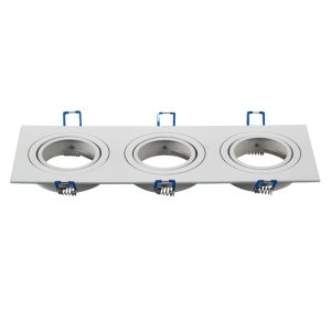 Foto principale Portafaretto orientabile GU10 / MR16 da incasso 255x91mm Bianco Rettangolare 3 posti Aigostar