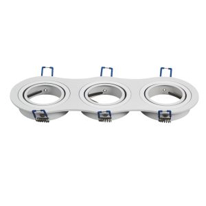 Foto principale Portafaretto orientabile GU10 / MR16 da incasso 255x91mm Bianco Rotondo 3 posti Aigostar