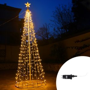 Foto principale Albero luminoso a cono da 480 Led altezza 2 metri Bianco Caldo fisso e Freddo intermittente Wisdom