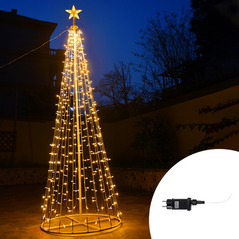 Albero luminoso a cono da 480 Led altezza 2 metri Bianco Caldo fisso e  Freddo intermittente Wisdom 