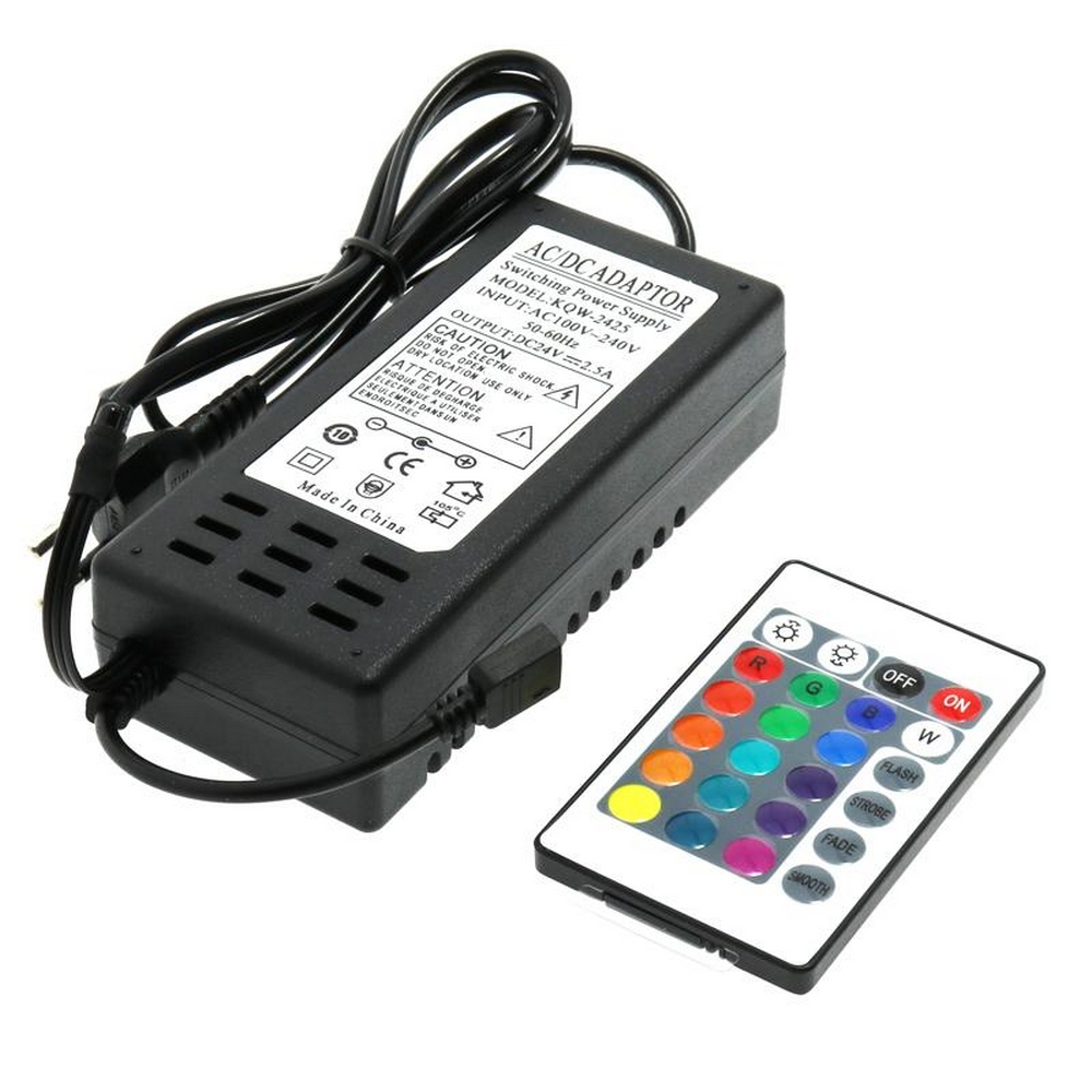 Alimentatore striscia Led 24V 60W 2,5A Plug & Play RGB con telecomando IP20  Trasformatore uso interno LEDme 