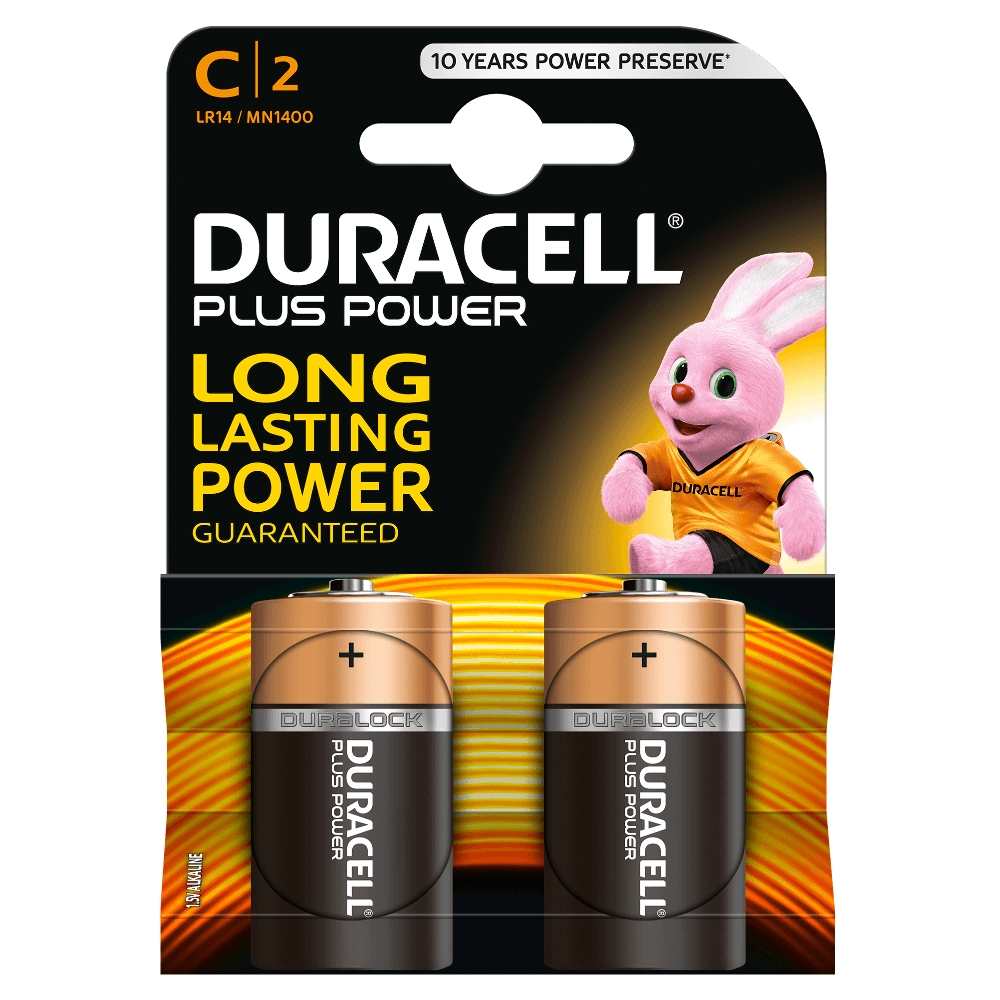 Foto principale Batteria Duracell 1,5V C Mezzatorcia Plus Power Alcalina confezione da 2 pile