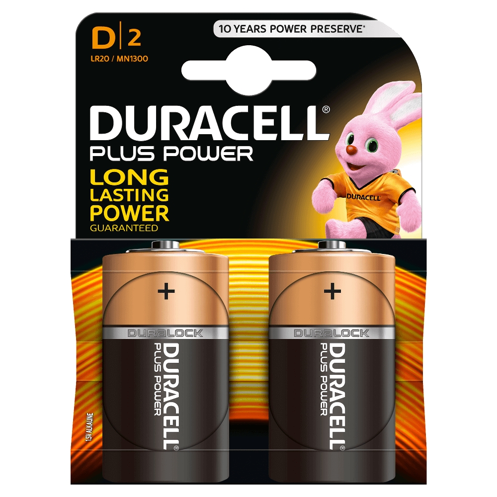 Batteria Duracell 1,5V D Torcia Plus Power Alcalina confezione da