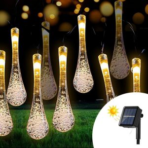 Foto principale Catena decorata con 50 Gocce a Led Bianco Caldo 5 metri con pannello solare Wisdom