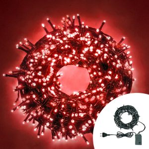 Foto principale Catena di luci 15 metri da 200 Led Rosso con cavo verde Wisdom