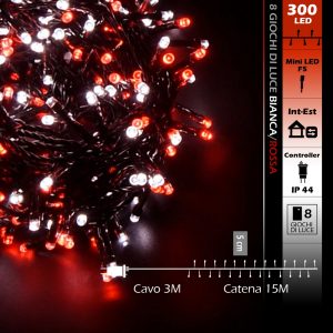 Catena Luminosa 15 m con 300 LED Bianco Naturale Cavo Verde Connettibile | Stilé Collection