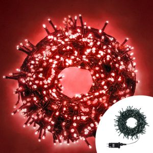 Foto principale Catena di luci 15 metri da 300 Led Rosso con cavo verde Wisdom