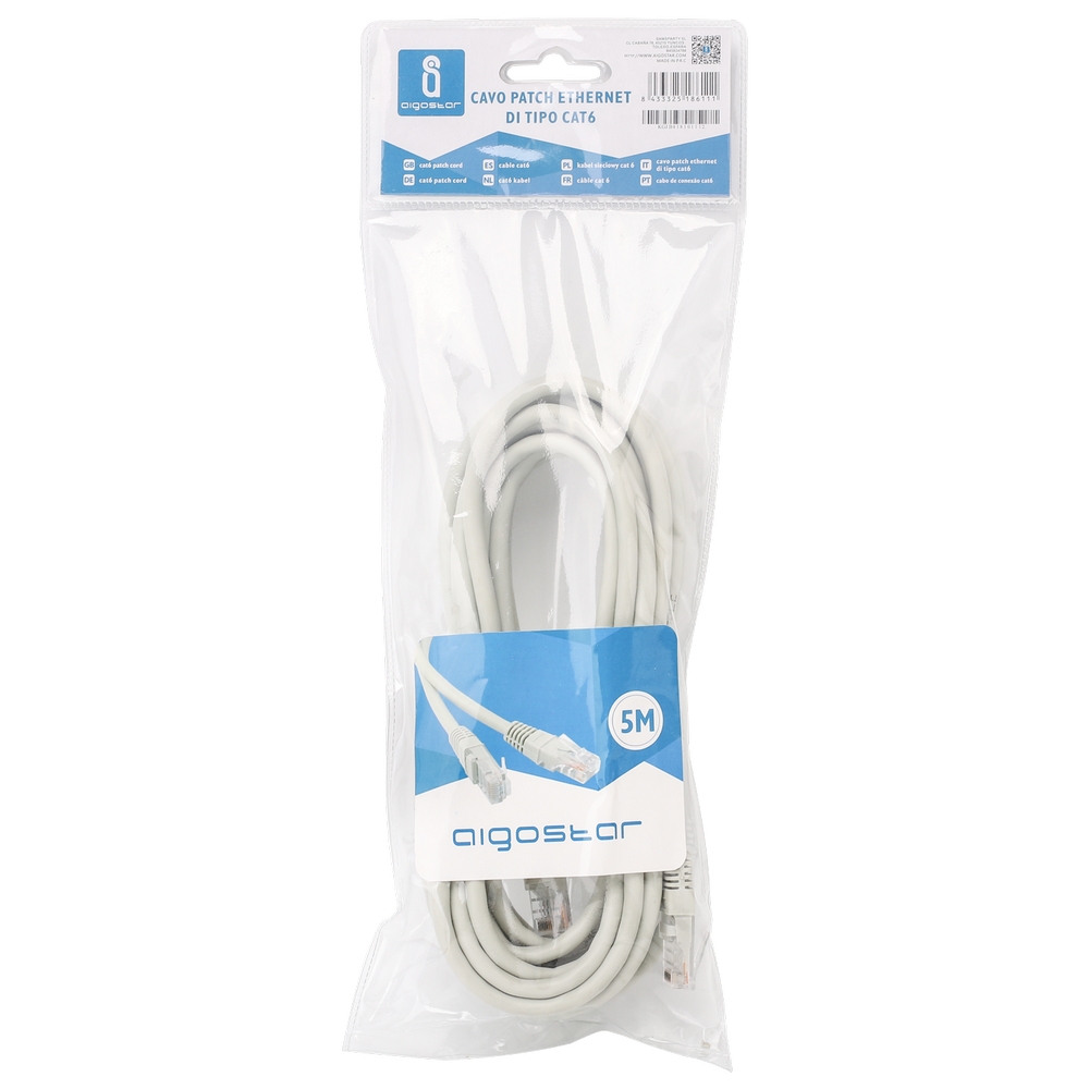 LSHF Cavo di Rete UTP con Connettore RJ45 Cat. 6 grigio 15 m