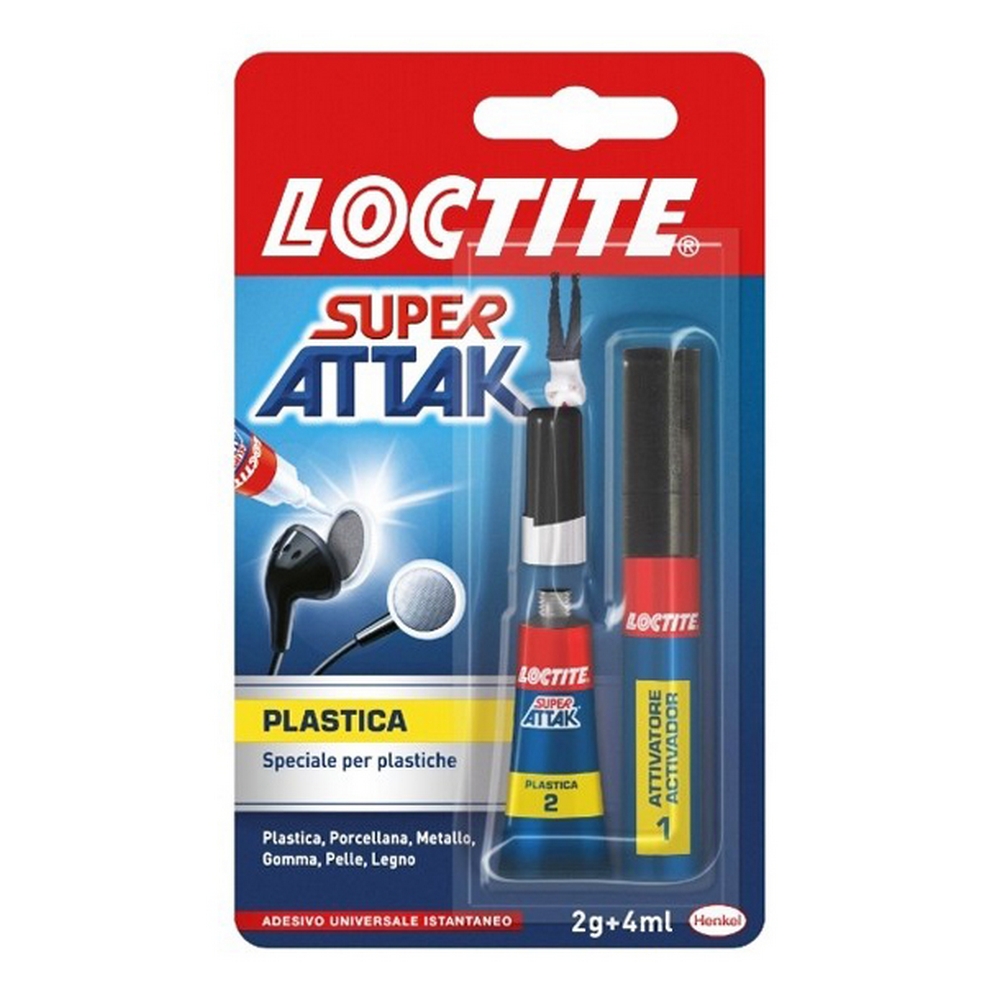 Colla Super Attak Loctite Plastica 2gr + Attivatore 4ml