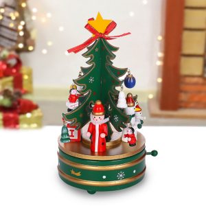 Foto principale Giostrina Carosello albero di natale animato 22,5cm in legno di colore verde Wisdom