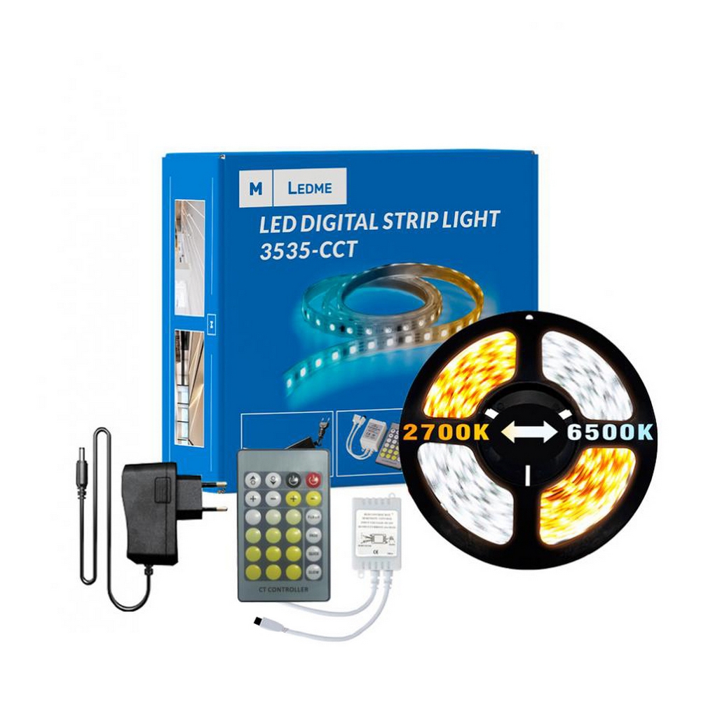 Kit Striscia Led 12V 30W SMD 3535 5 metri x IP20 con telecomando CCT  Temperatura colore regolabile 3000K-6000K LEDme 