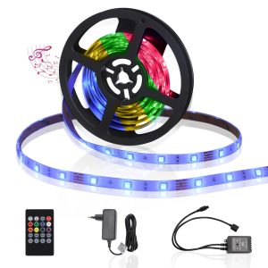 Foto principale Kit Striscia Led ritmo musicale 12V 24W SMD 5050 3 metri IP65 con telecomando RGB Aigostar