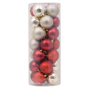 Foto principale Palline decorative Rosso e Champagne per Albero di Natale Confezione 28 pz Viscio