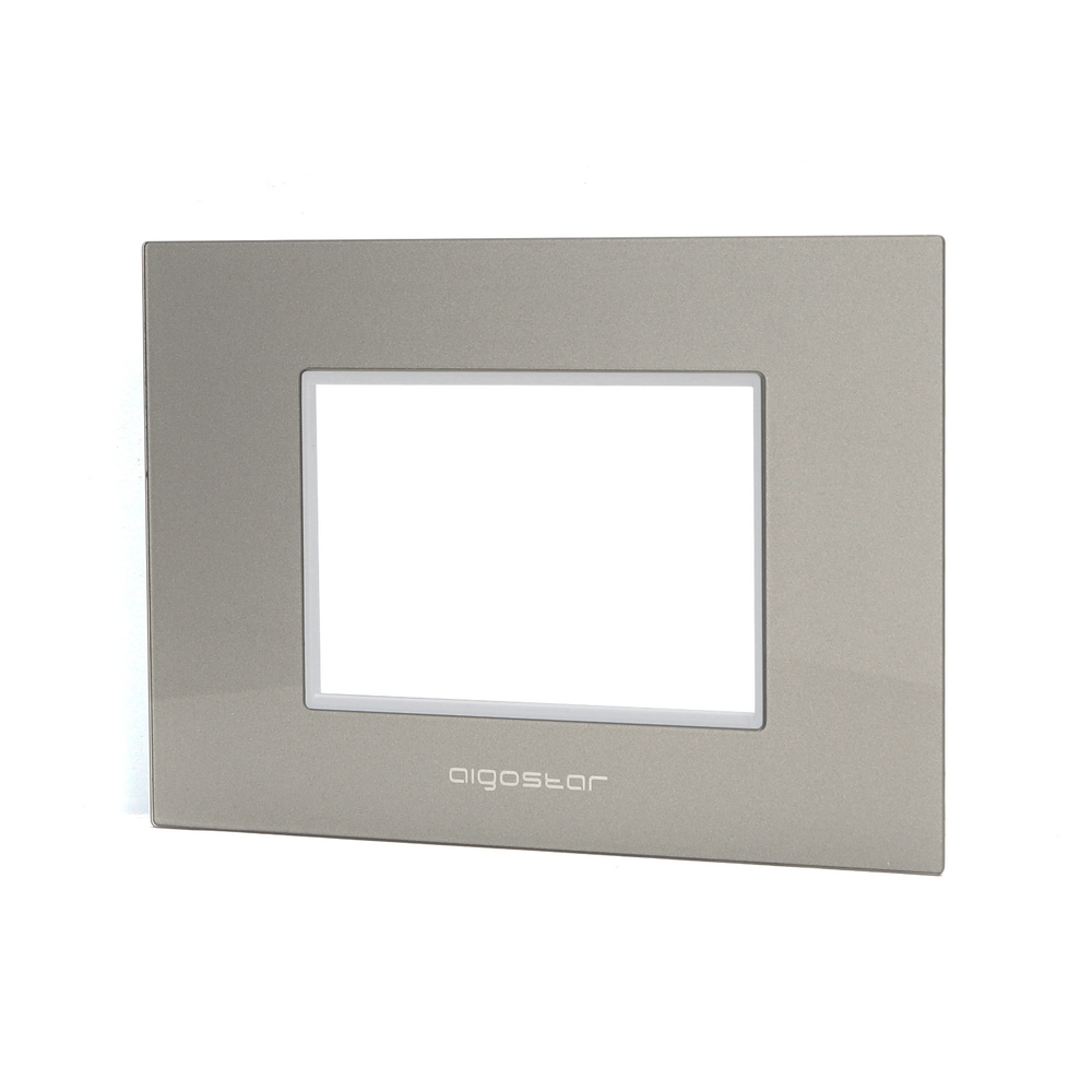 Foto principale Placca 3 moduli 503 in vetro grigia compatibile BTicino Livinglight