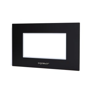 Foto principale Placca 4 moduli 504 in alluminio nera compatibile BTicino Livinglight