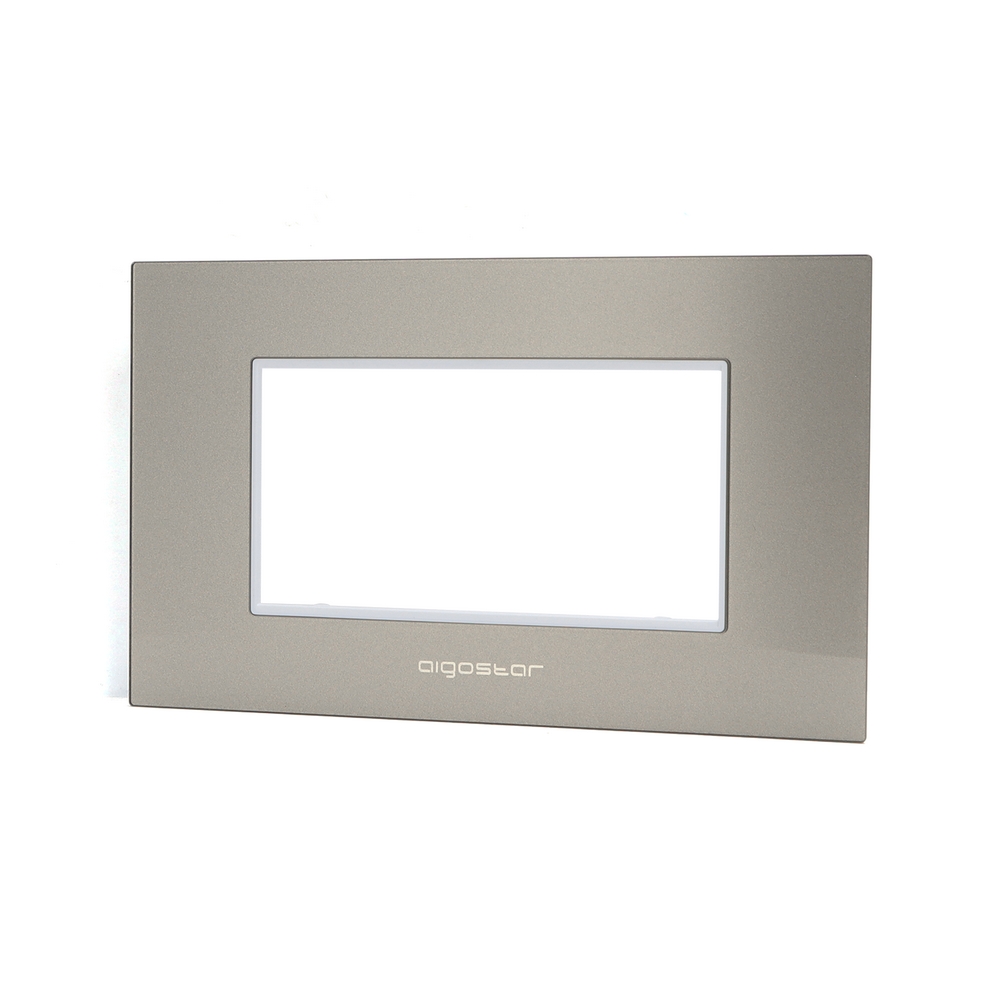Foto principale Placca 4 moduli 504 in vetro grigia compatibile BTicino Livinglight
