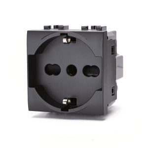 Foto principale Presa Schuko bipasso 16A nera compatibile BTicino Livinglight