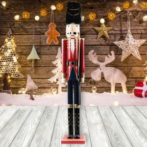Foto principale Schiaccianoci di Natale 110cm in legno Soldato di colore rosso e blu Wisdom