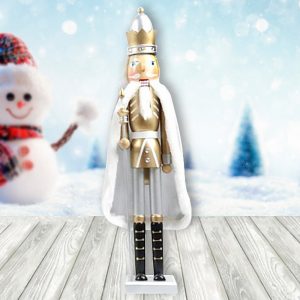 Foto principale Schiaccianoci di Natale 50cm in legno Re di colore oro e argento Wisdom
