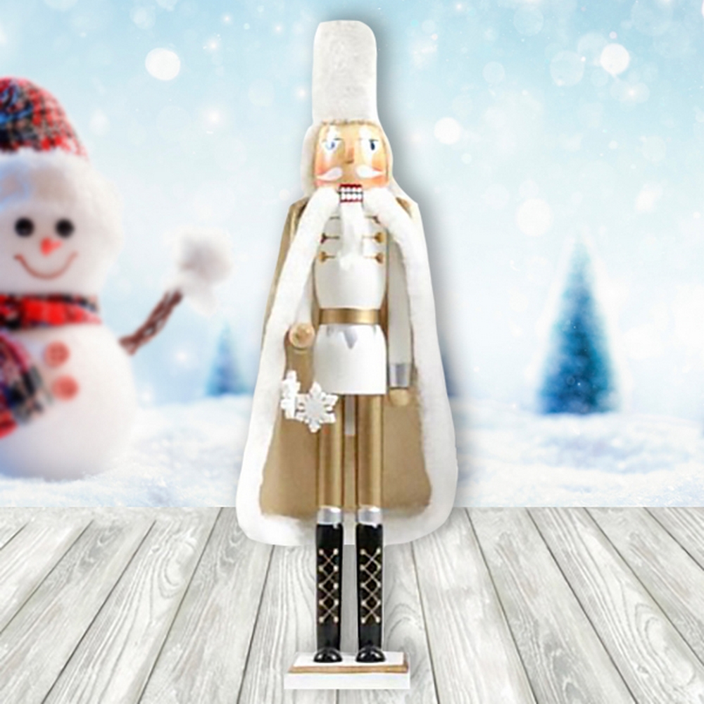 Foto principale Schiaccianoci di Natale 50cm in legno Soldato di colore bianco e oro Wisdom